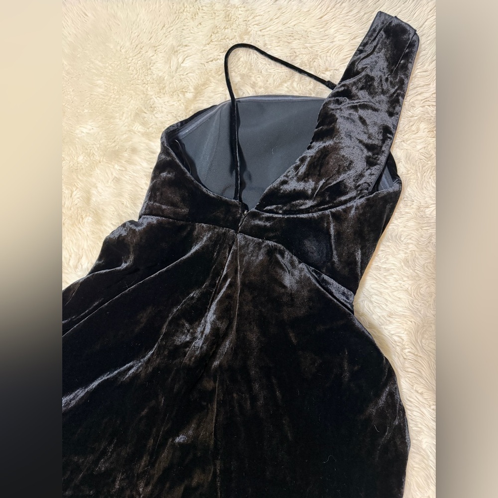 Mugler One Shoulder Velvet High Low Gown in Black - Size 6 - Picture 5 of 8